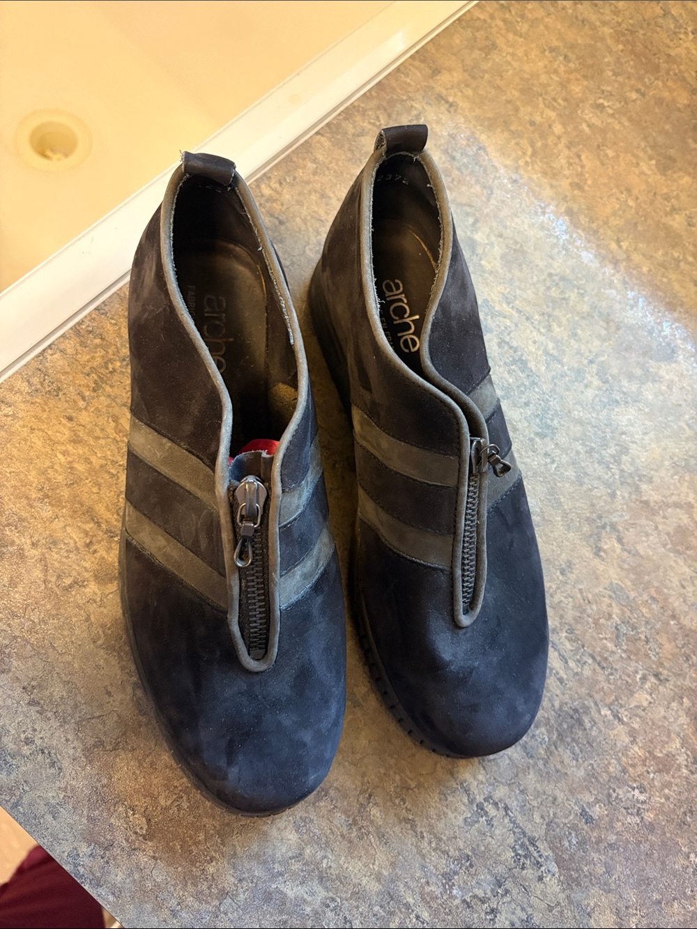 Arche Men's Black Suede Zip-Front Slip-Ons